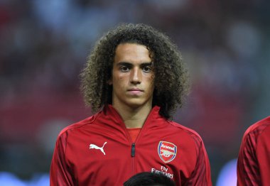 Kallang-Singapur-26Jul2018: Matteo guendouzi # 29 cephanelik oyuncusu icc2018 'de atletico de madrid' e karşı ulusal stadyum, Singgapur