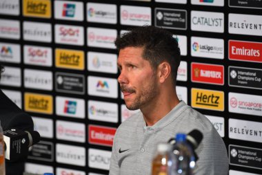 Kallang-Singapur-26Jul2018: Diego simeone, Atletico Madrid 'in baş antrenörü.