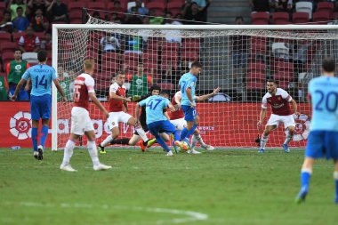 Kallang-Singapur-26Jul2018: Luciano Vietto # 17 Atletico Madrid Oyuncusu icc2018 'den önce atletico de Madrid Ulusal Stadyumu, Singapur' daki Cephanelik Arsenal maçında