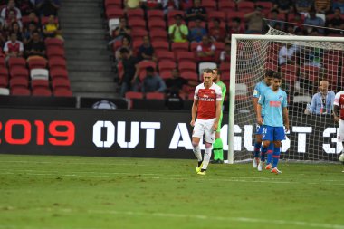 Kallang-Singapur-26Jul2018: Aaron Ramsey # 8 Arsenal oyuncusu icc2018 'de atletico de madrid' e karşı ulusal stadyum, Singgapur 'da oynuyordu.