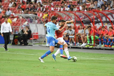Kallang-Singapur-26Jul2018: Sead Kolasinac # 31 Arsenal oyuncusu icc2018 'de atletico de madrid' e karşı ulusal stadyum, Singgapur