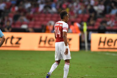 Kallang-Singapur-26Jul2018: Pierre-Emerick Aubameyang # 14 numaralı cephanelik oyuncusu icc2018 'de atletico de Madrid' e karşı ulusal stadyum, Singapur