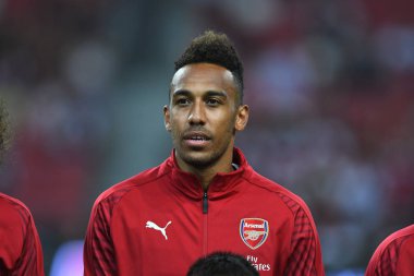 Kallang-Singapur-26Jul2018: Pierre-Emerick Aubameyang # 14 numaralı cephanelik oyuncusu icc2018 'de atletico de Madrid' e karşı ulusal stadyum, Singapur