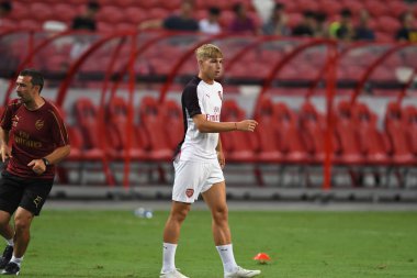 Kallang-Singapur - 26 Temmuz 2018: Emile smith rowe oyuncu icc2018 de Fenerbahçe Singapur Ulusal Stadyumu'nda karşı arsenal arasında sırasında eylem Arsenal