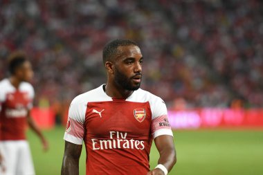 Kallang-Singapur-26Jul2018: Alexandre lacazette # 9 cephanelik oyuncusunun icc2018 'de atletico de madrid' e karşı ulusal stadyum, Singapur