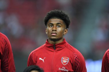 Kallang-Singapur-26Jul2018: Reiss Nelson # 48 cephanelik oyuncusu icc2018 'de atletico de madrid' e karşı ulusal stadyum, Singapur