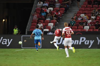 Kallang-Singapur-26Jul2018: Alexandre lacazette # 9 cephanelik oyuncusunun icc2018 'de atletico de madrid' e karşı ulusal stadyum, Singapur