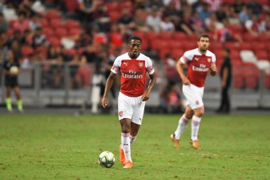 Kallang-Singapur - 26 Temmuz 2018: Joe willock #59 oyuncu icc2018 de Fenerbahçe Singapur Ulusal Stadyumu'nda karşı arsenal arasında sırasında eylem Arsenal