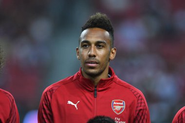 Kallang-Singapur-26Jul2018: Pierre-Emerick Aubameyang # 14 numaralı cephanelik oyuncusu icc2018 'de atletico de Madrid' e karşı ulusal stadyum, Singapur