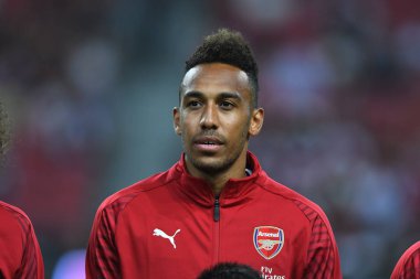 Kallang-Singapore-26Jul2018:Pierre-Emerick Aubameyang #14 player of arsenal in action during icc2018 between arsenal against at atletico de madrid at national stadium,singapore clipart
