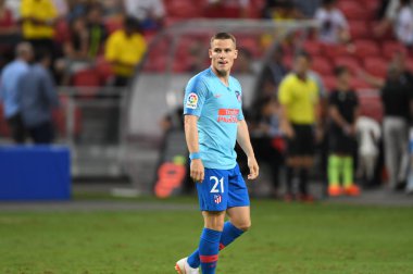 Kallang-Singapur-26Jul2018: Kevin Gameiro # 21 Atletico Madrid Oyuncusu ICC2018 'den önce atletico de Madrid' e karşı ulusal stadyum, Singapur 'da oynuyordu.