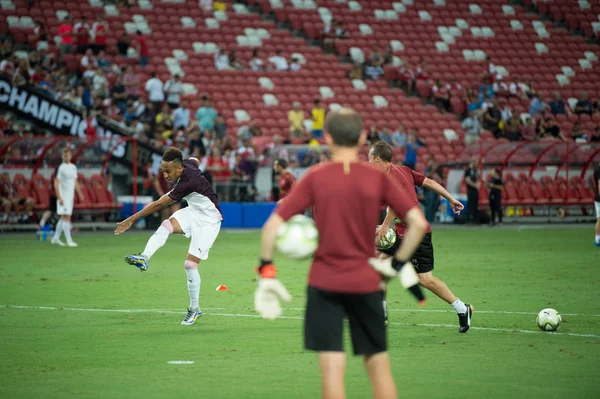 Kallang Singapore 262018年7月 ピエール エメリック オーバメヤン シンガポールの国立競技場で行われたAtletico Madridに対する武器庫間のIc2018中に行動中の武器庫の選手 — ストック写真