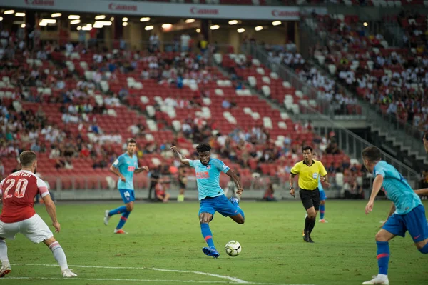 Kallang Singapore 26Jul2018 Thomas Partey Atleticoマドリードの選手がシンガポールの国立競技場で行われたAtletico Madridでの武器庫間のIcc2018の前に行動 — ストック写真