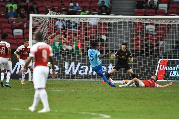 Kallang-Singapur-26Jul2018: Petr cech # 1 cephanelik oyuncusu icc2018 'de atletico de madrid' e karşı ulusal stadyum, Singgapur