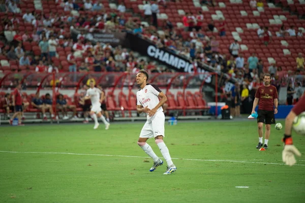 Kallang Singapore 262018年7月 ピエール エメリック オーバメヤン シンガポールの国立競技場で行われたAtletico Madridに対する武器庫間のIc2018中に行動中の武器庫の選手 — ストック写真