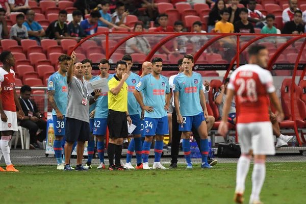 Kallang Singapore 26Jul2018 Jugador Del Atlético Madrid Prepara Sustitución Cambiante — Foto de Stock