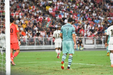 Kallang-Singapur-28 Haziran 2018: Henrikh mkhitaryan # 7 cephanelik oyuncusu icc2018 'de Paris Saint-Almanya' daki ulusal stadyumdaki Cephanelik Arsenal maçında