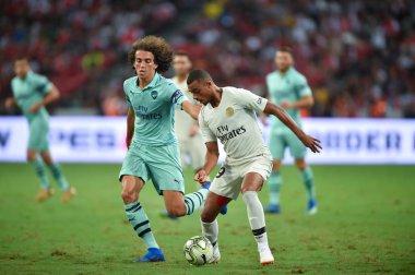 Kallang-Singapur-28 Haziran 2018: PSG 'nin icc2018' de Paris Saint-Alman Ulusal Stadyumu, Singgapur 'daki cephaneliğe karşı oynadığı oyun.