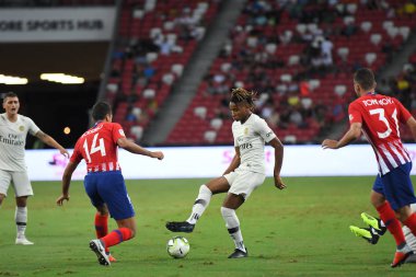 Kallang-Singapur-30Jul2018: Christopher nkunku # 24 PSG oyuncusu icc2018 'de Atletico Madrid ile Paris Saint-Alman Millî Stadyumu, Singapur