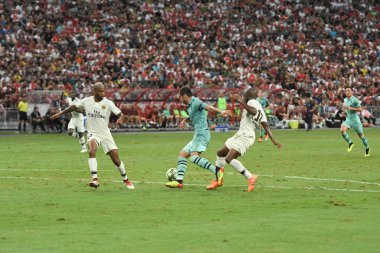 Kallang-Singapur-28 Haziran 2018: Henrikh mkhitaryan # 7 cephanelik oyuncusu icc2018 'de Paris Saint-Almanya' daki ulusal stadyumdaki Cephanelik Arsenal maçında