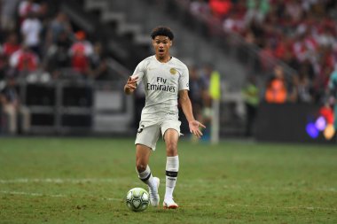 Kallang-Singapur - 28 Temmuz 2018: Alexandre fressange #43 oyuncu Psg sırasında icc2018 paris saint-Alman Ulusal Stadyumu'nda, Singapur karşı arsenal arasında eylem