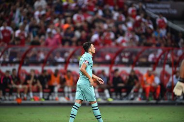 Kallang-Singapur - 28 Temmuz 2018: Mesut Ozil #10 oyuncu Arsenal icc2018 paris saint-Alman Ulusal Stadyumu'nda, Singapur karşı arsenal arasında sırasında eylem