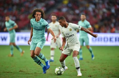 Kallang-Singapur-28 Haziran 2018: PSG 'nin icc2018' de Paris Saint-Alman Ulusal Stadyumu, Singgapur 'daki cephaneliğe karşı oynadığı oyun.