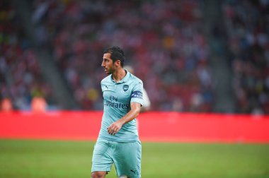 Kallang-Singapur-28 Haziran 2018: Henrikh mkhitaryan # 7 cephanelik oyuncusu icc2018 'de Paris Saint-Almanya' daki ulusal stadyumdaki Cephanelik Arsenal maçında
