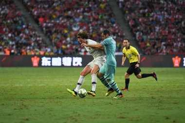 Kallang-Singapur-28 Haziran 2018: Henrikh mkhitaryan # 7 cephanelik oyuncusu icc2018 'de Paris Saint-Almanya' daki ulusal stadyumdaki Cephanelik Arsenal maçında