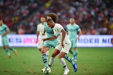 Kallang-Singapur-28 Haziran 2018: PSG 'nin icc2018' de Paris Saint-Alman Ulusal Stadyumu, Singgapur 'daki cephaneliğe karşı oynadığı oyun.