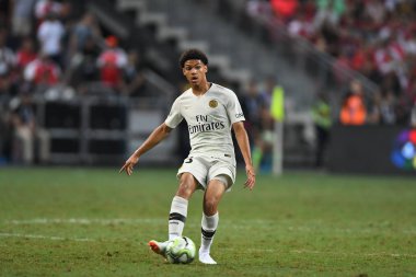 Kallang-Singapur - 28 Temmuz 2018: Alexandre fressange #43 oyuncu Psg sırasında icc2018 paris saint-Alman Ulusal Stadyumu'nda, Singapur karşı arsenal arasında eylem