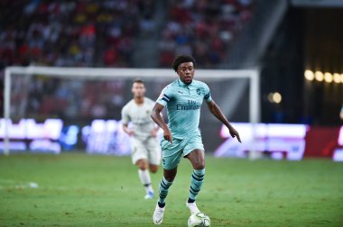 Kallang-Singapur - 28 Temmuz 2018: Alex iwobi #17 icc2018 paris saint-Alman Ulusal Stadyumu'nda, Singapur karşı arsenal arasında sırasında eylem Arsenal oyuncu