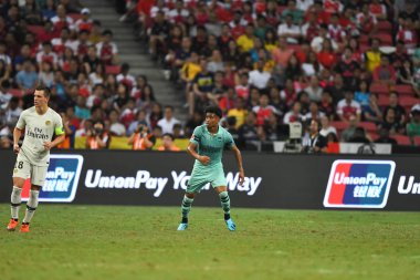 Kallang-Singapur - 28 Temmuz 2018: Reiss nelson #48 icc2018 paris saint-Alman Ulusal Stadyumu'nda, Singapur karşı arsenal arasında sırasında eylem Arsenal oyuncu