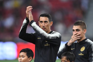 Kallang-Singapur - 30 jul 2018: Psg içinde Angel Di Maria #11 oyuncu 