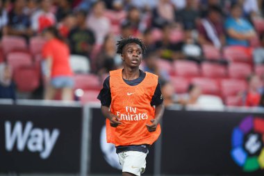 Kallang-Singapur-28 Haziran 2018: PSG 'nin icc2018' de Paris Saint-Alman Ulusal Stadyumu, Singgapur 'daki cephaneliğe karşı oynadığı oyun.