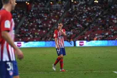 Kallang-Singapur - 30 jul 2018: Atletico madrid icc2018 karşı Atletico madrid, paris saint-Alman Ulusal Stadyumu'nda, Singapur arasında sırasında sıcak oyuncusu Mikel Carro #42