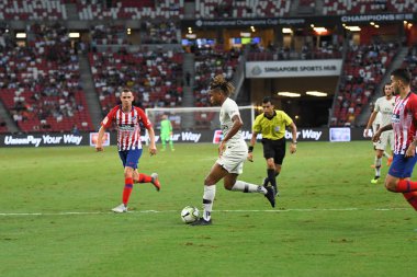 Kallang-Singapur-30Jul2018: Christopher nkunku # 24 PSG oyuncusu icc2018 'de Atletico Madrid ile Paris Saint-Alman Millî Stadyumu, Singapur