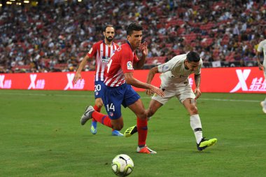 Kallang-Singapur - 30 jul 2018: Rodrigo #14 oyuncu Atletico Madrid icc2018 karşı Atletico madrid, paris saint-Alman Ulusal Stadyumu'nda, Singapur arasında sırasında eylem