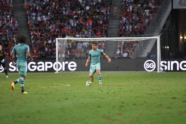 Kallang-Singapur - 28 Temmuz 2018: Sokratis papustathopoulos #5 oyuncu Arsenal icc2018 paris saint-Alman Ulusal Stadyumu'nda, Singapur karşı arsenal arasında sırasında eylem