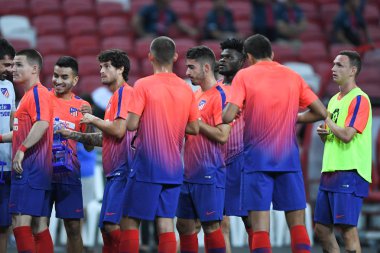 Kallang-Singapur - 30 jul 2018: oyuncu Atletico madrid icc2018 karşı Atletico madrid, paris saint-Alman Ulusal Stadyumu'nda, Singapur arasında sırasında eylem