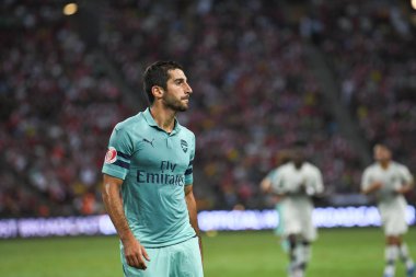 Kallang-Singapur-28 Haziran 2018: Henrikh mkhitaryan # 7 cephanelik oyuncusu icc2018 'de Paris Saint-Almanya' daki ulusal stadyumdaki Cephanelik Arsenal maçında