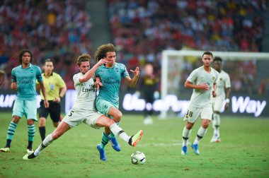 Kallang-Singapur - 28 Temmuz 2018: Matteo guendouzi #29 icc2018 paris saint-Alman Ulusal Stadyumu'nda, Singapur karşı arsenal arasında sırasında eylem Arsenal oyuncu