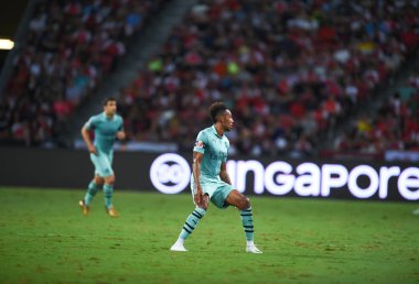 Kallang-Singapur-28 Temmuz 2018: Pierre-Emerick Aubameyang # 14 cephanelik oyuncusunun icc2018 'de Paris Saint-Alman Ulusal Stadyumu, Singapur' daki cephaneliğe karşı çarpışması
