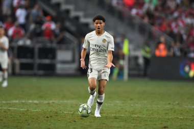 Kallang-Singapur - 28 Temmuz 2018: Alexandre fressange #43 oyuncu Psg sırasında icc2018 paris saint-Alman Ulusal Stadyumu'nda, Singapur karşı arsenal arasında eylem