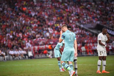 Kallang-Singapur - 28 Temmuz 2018: Calum odaları #21 oyuncu Arsenal icc2018 paris saint-Alman Ulusal Stadyumu'nda, Singapur karşı arsenal arasında sırasında eylem