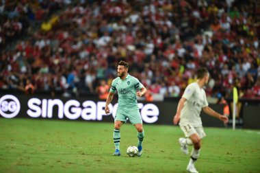 Kallang-Singapur - 28 Temmuz 2018: Lucas perez #28 oyuncu Arsenal icc2018 paris saint-Alman Ulusal Stadyumu'nda, Singapur karşı arsenal arasında sırasında eylem