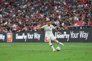 Kallang-Singapur - 30 jul 2018: Psg Layvin Kurzawa #20 oyuncu eylem sırasında icc2018 karşı Atletico madrid, paris saint-Alman Ulusal Stadyumu'nda, Singapur arasında