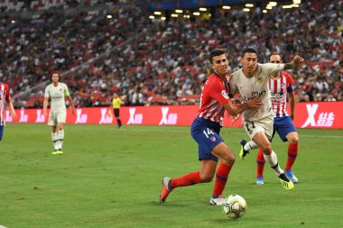 Kallang-Singapur - 30 jul 2018: Rodrigo #14 oyuncu Atletico Madrid icc2018 karşı Atletico madrid, paris saint-Alman Ulusal Stadyumu'nda, Singapur arasında sırasında eylem