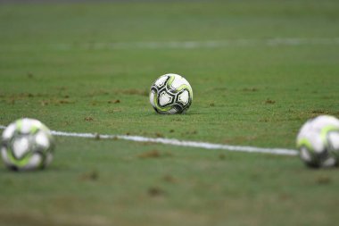 Kallang-Singapur - 30 jul 2018: ekipman topu icc2018 karşı Atletico madrid, paris saint-Alman Ulusal Stadyumu'nda, Singapur arasında sırasında