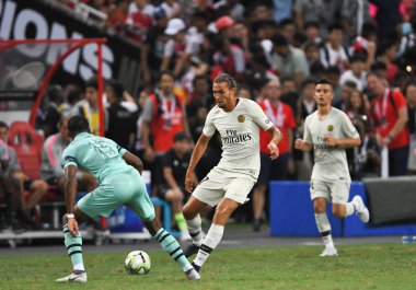 Kallang-Singapur - 28 Temmuz 2018: Virgilfu postolachi #37 oyuncu Psg sırasında icc2018 paris saint-Alman Ulusal Stadyumu'nda, Singapur karşı arsenal arasında eylem